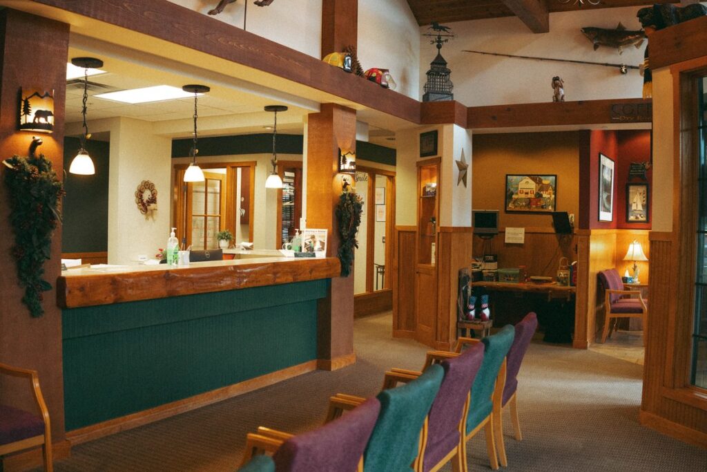 Front desk and waiting area at Parkside Dental Team